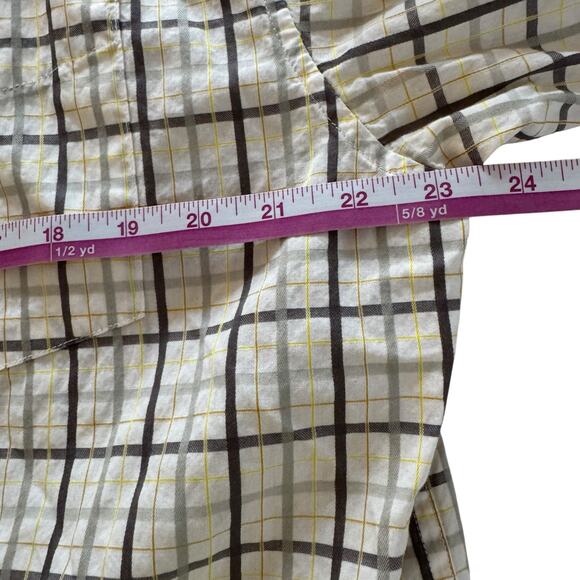 Sean John Shirt Men's XXL Beige/Black Plaid Short Sleeve Button Down Collared - Picture 8 of 9